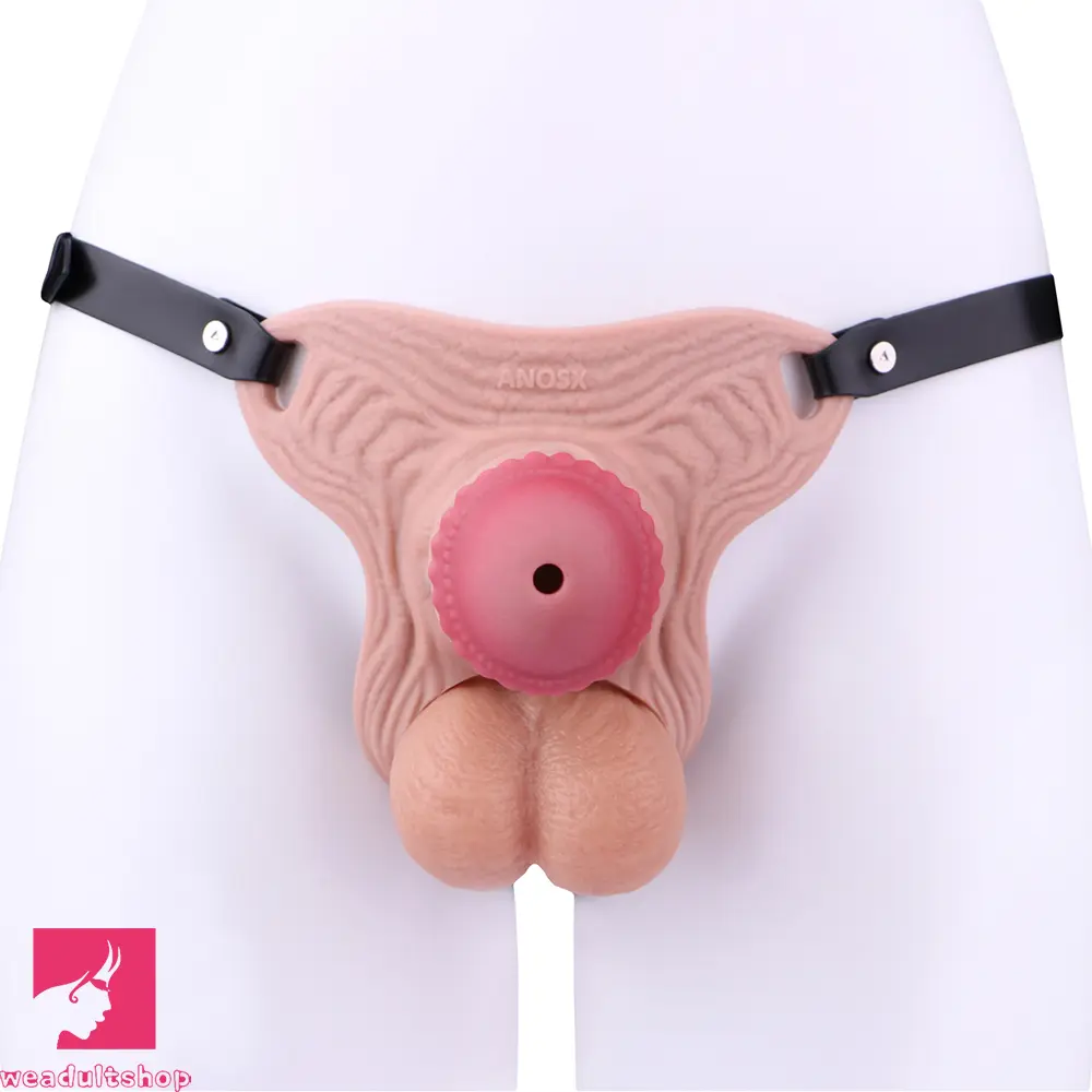 5.7in Silicone Horse Penis Male Cage Strap on Chastity Dildo With Lock