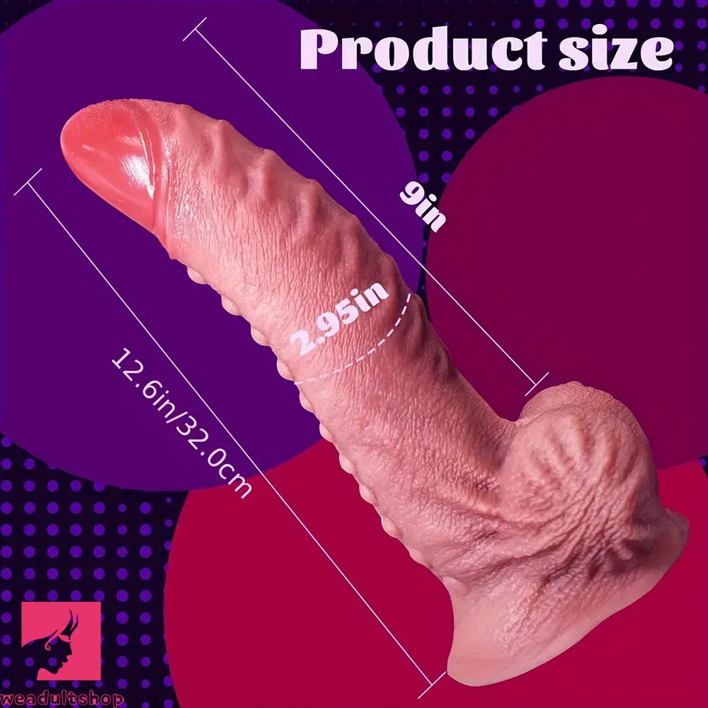 12.6in Lifelike Silicone Spiked Dong For Advanced Adult Play Huge Cock Dildo