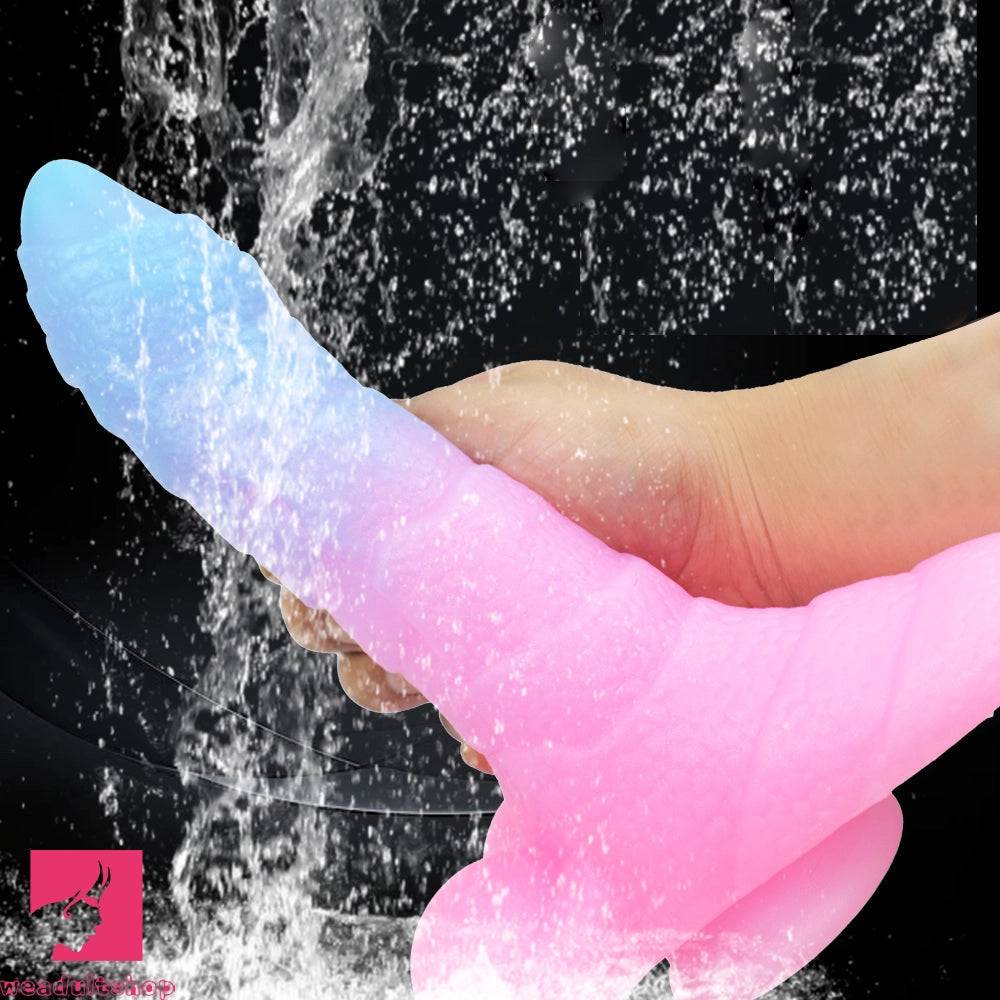7.08in 9.05in Uncut Big Monster Animal Soft Silicone Luminous Clit Dildo
