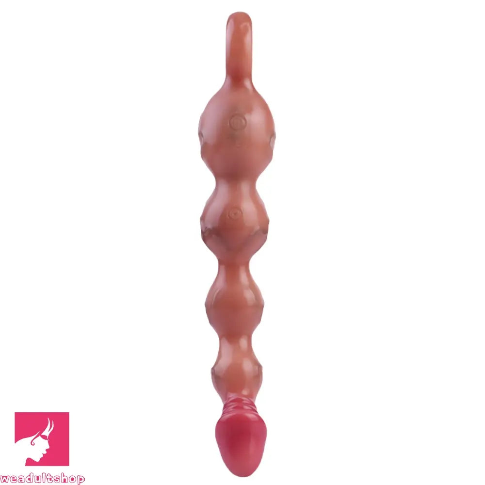 10.8in Big Vibrating Silicone Soft Pulling Beads Odd Dildo With 3 Motors