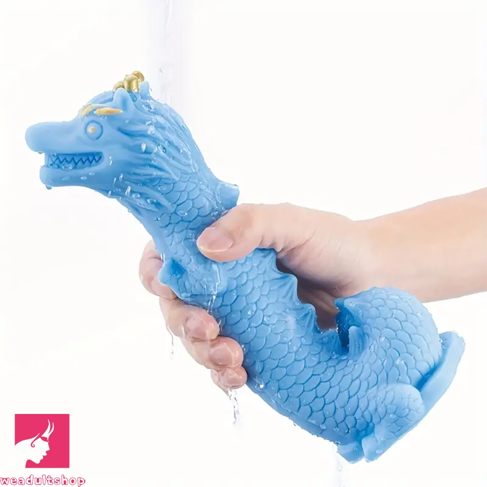 8.82in Blue Dragon Silicone Dildo Realistic Textured Adult Toy For Clit