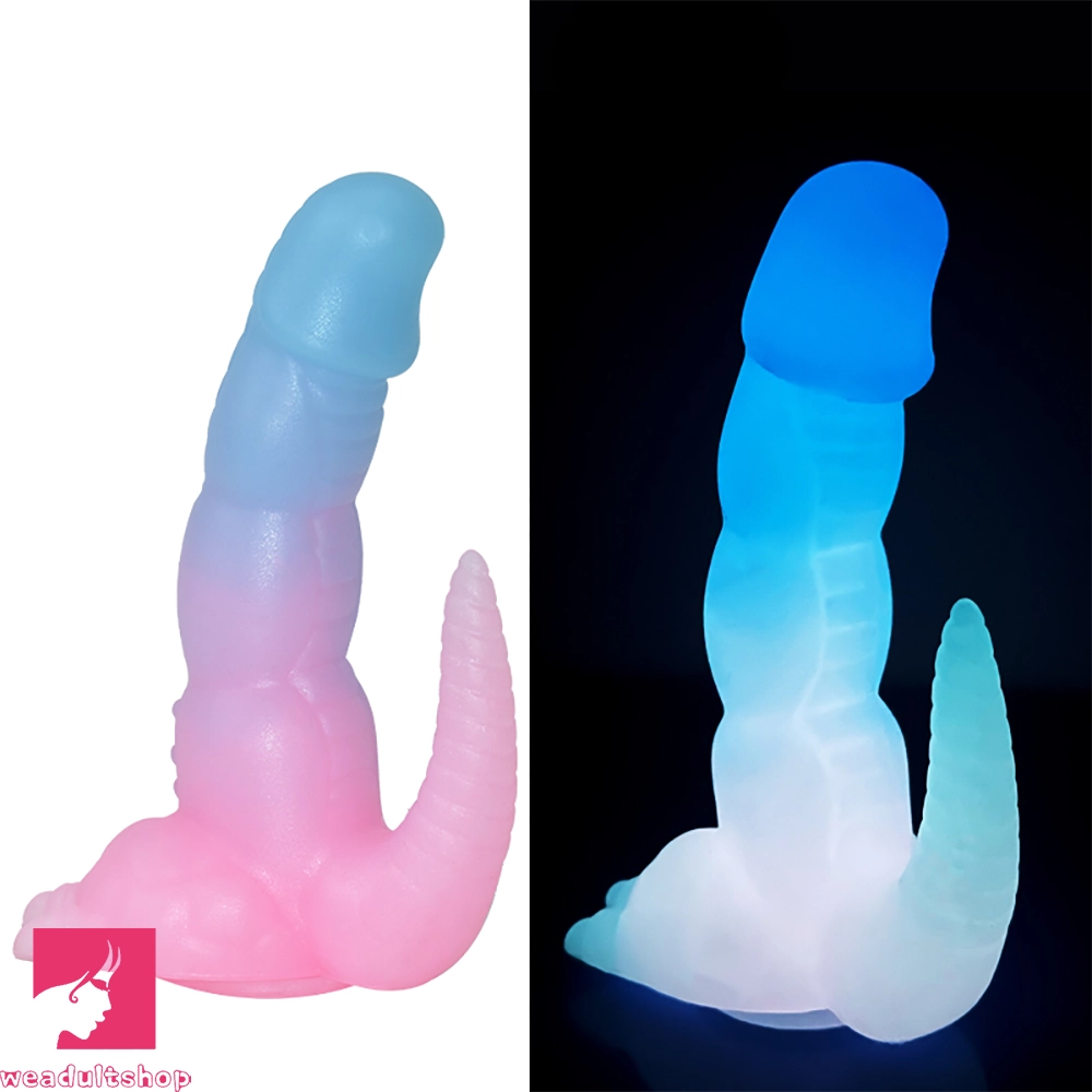 7.08in 9.05in Dinosaur Luminous Monster Soft Prostate Glowing Dildo