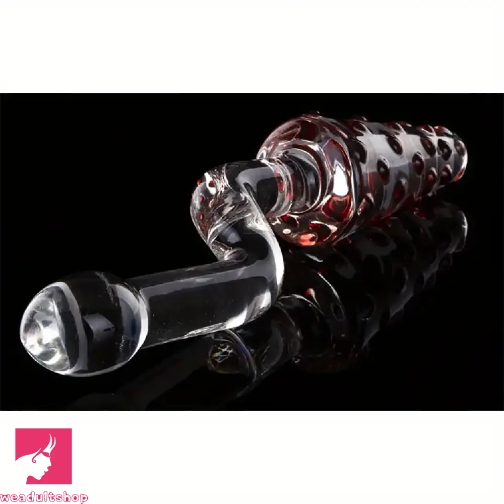 8.07in Glass Clear Spiked Big Double Sided Dildo For Clitoral Penis Sex