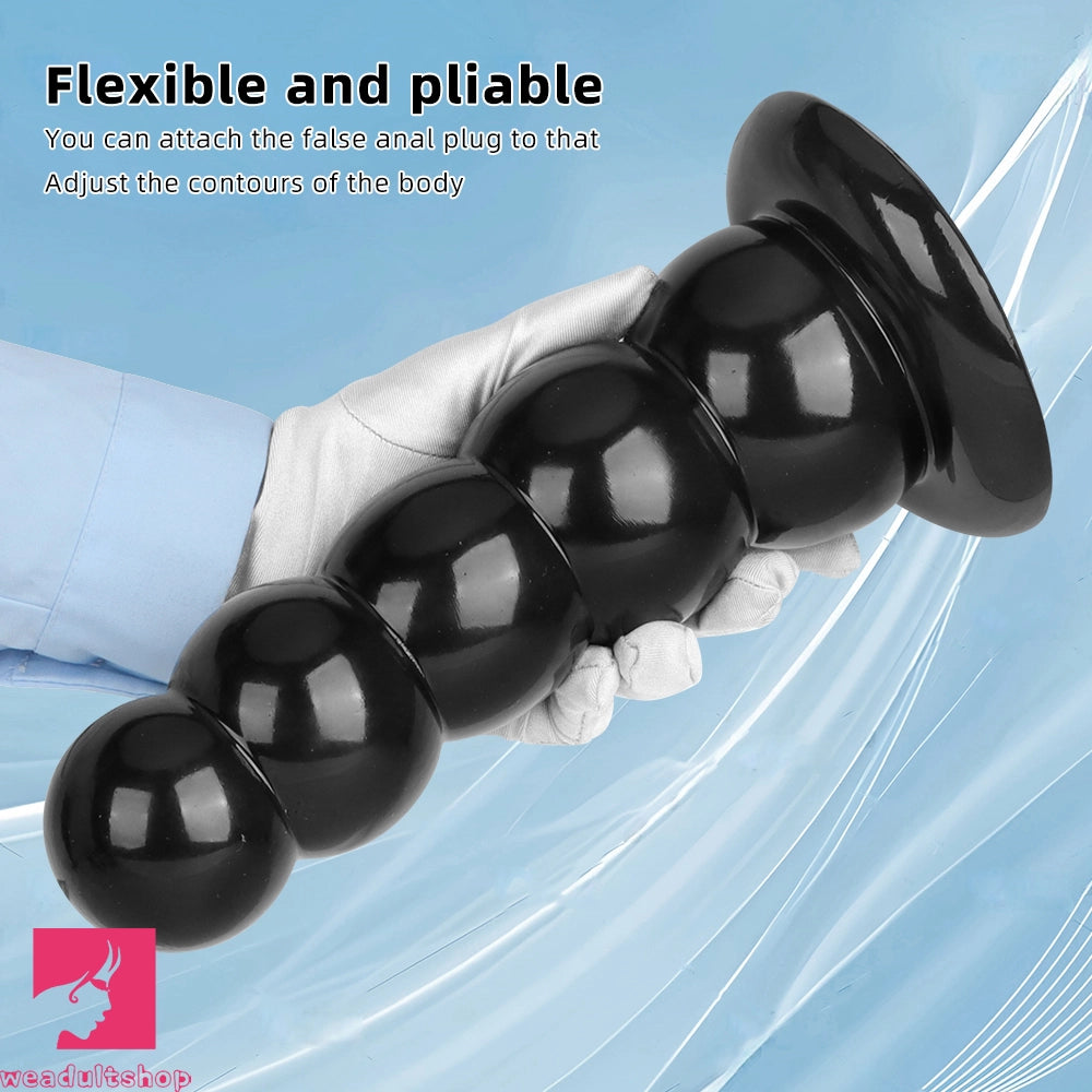 7.08in 9.05in 10.62in Black Beads Tower Five Bead Big Anal Plug Cock Dildo