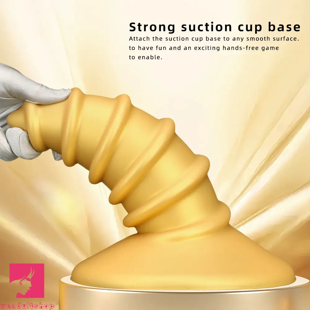 9.05in 11.22in Gold Silicone Screw Giant Cock Anal Plug Thick Fisting Dildo