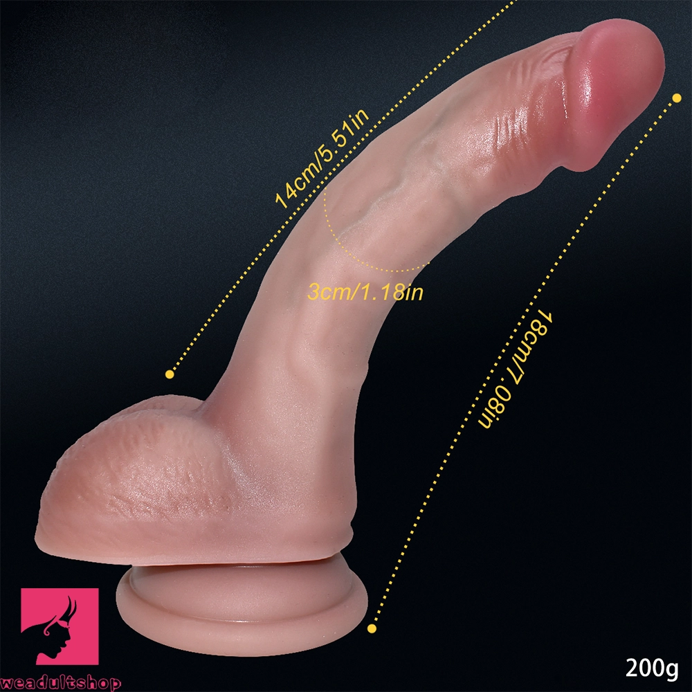 7.08in Lifelike Skin Feeling Liquid Silicone Soft Super Realistic Cock Dildo