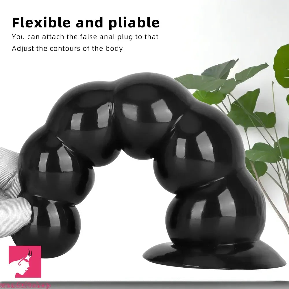 6.7in 8.26in Anal Beads Dildo PVC Black Sex With Powerful Suction Cup