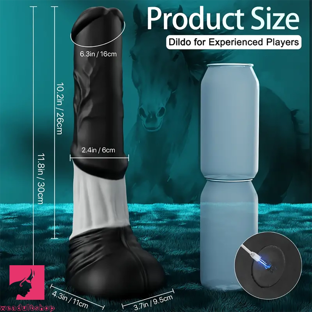 11.8in Silicone Vibrating Thrusting Horse Cock Soft Big Dildo Penis G Spot