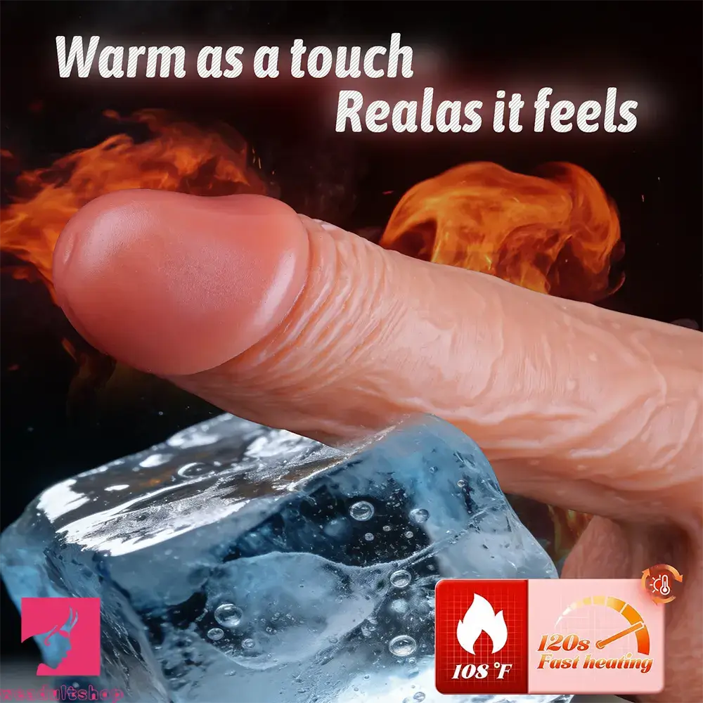 8.27in Realistic Heating Thrusting Vibrating Silicone Lifelike Big Cock Dildo