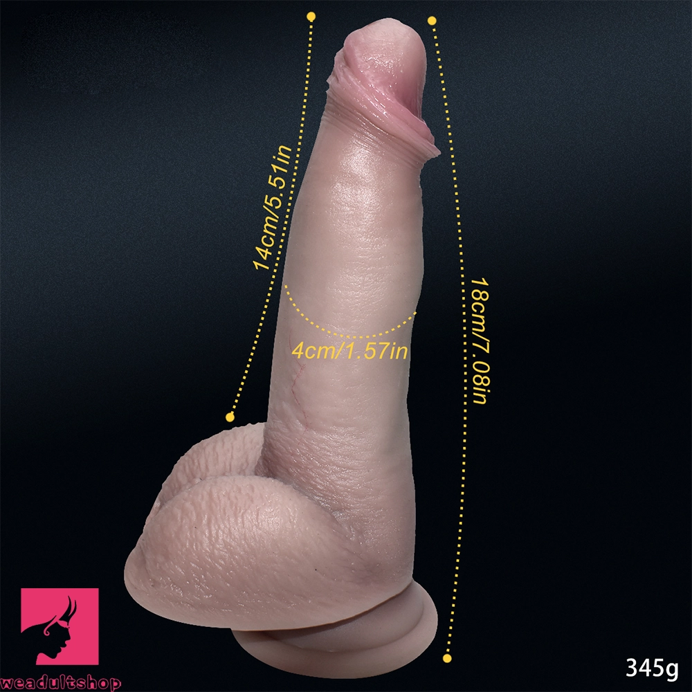 7.08in Liquid Silicone Soft Super Realistic Uncut Dildo Adult Sex Female Toy