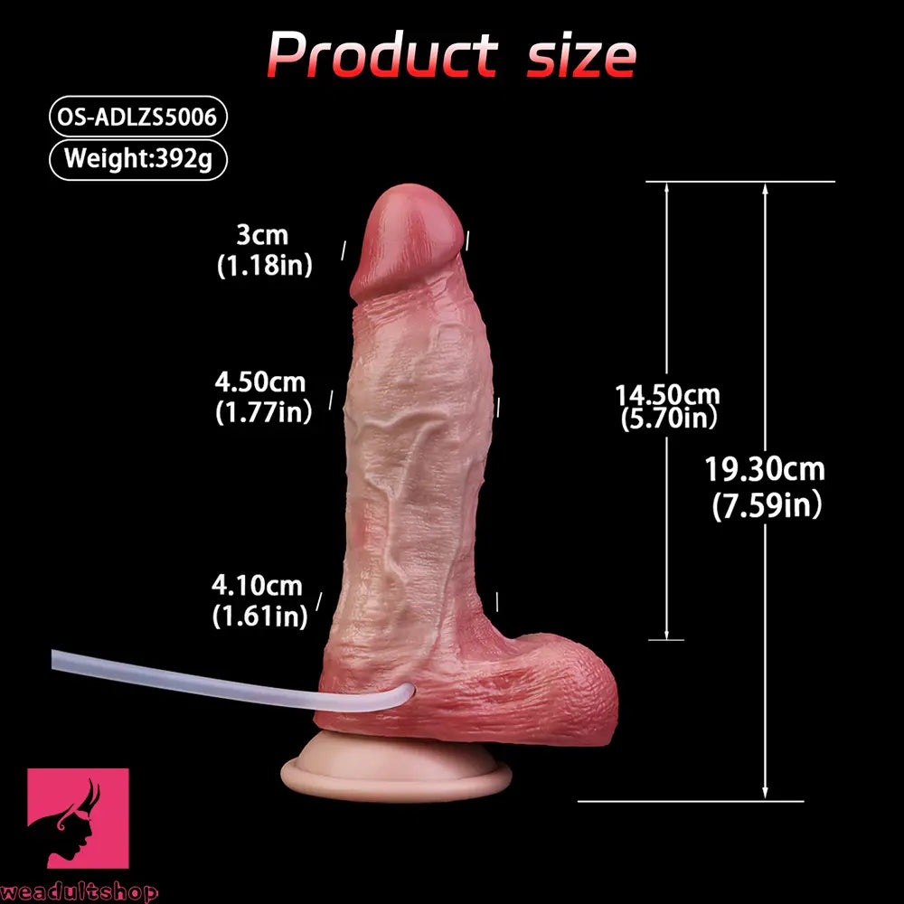 7.59in Liquid Silicone Double Layer Realistic Ejaculating Dildo For Love