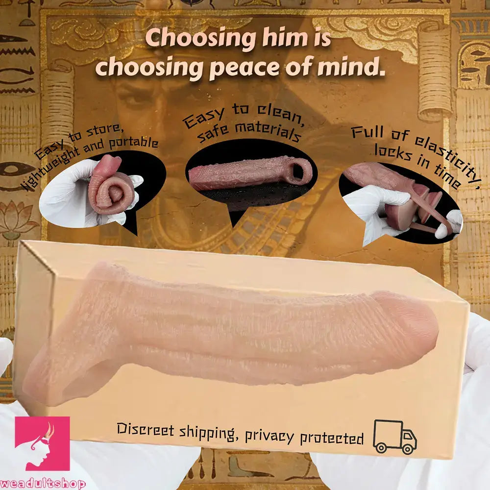 5.78in Real Skin Silicone Cock Sleeve Dildo Penis Sex Toy For Men Using Time