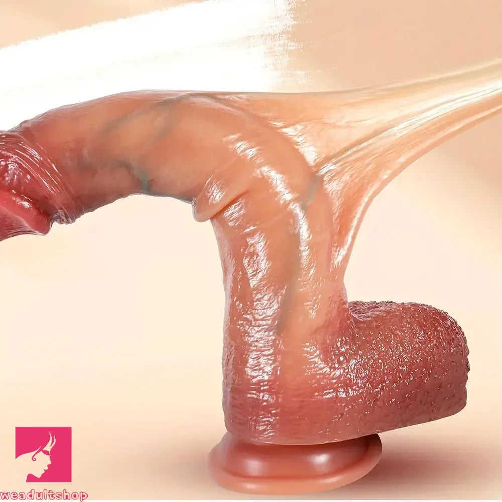 10.6in Realistic Movable Foreskin Sliding Silicone Penis Big Dildo For Clit