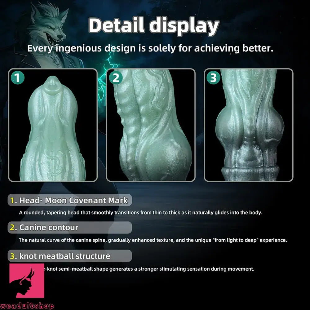 8.26in Moonbound Hound Silicone Hollow Cock Sleeve Dildo For Male Female