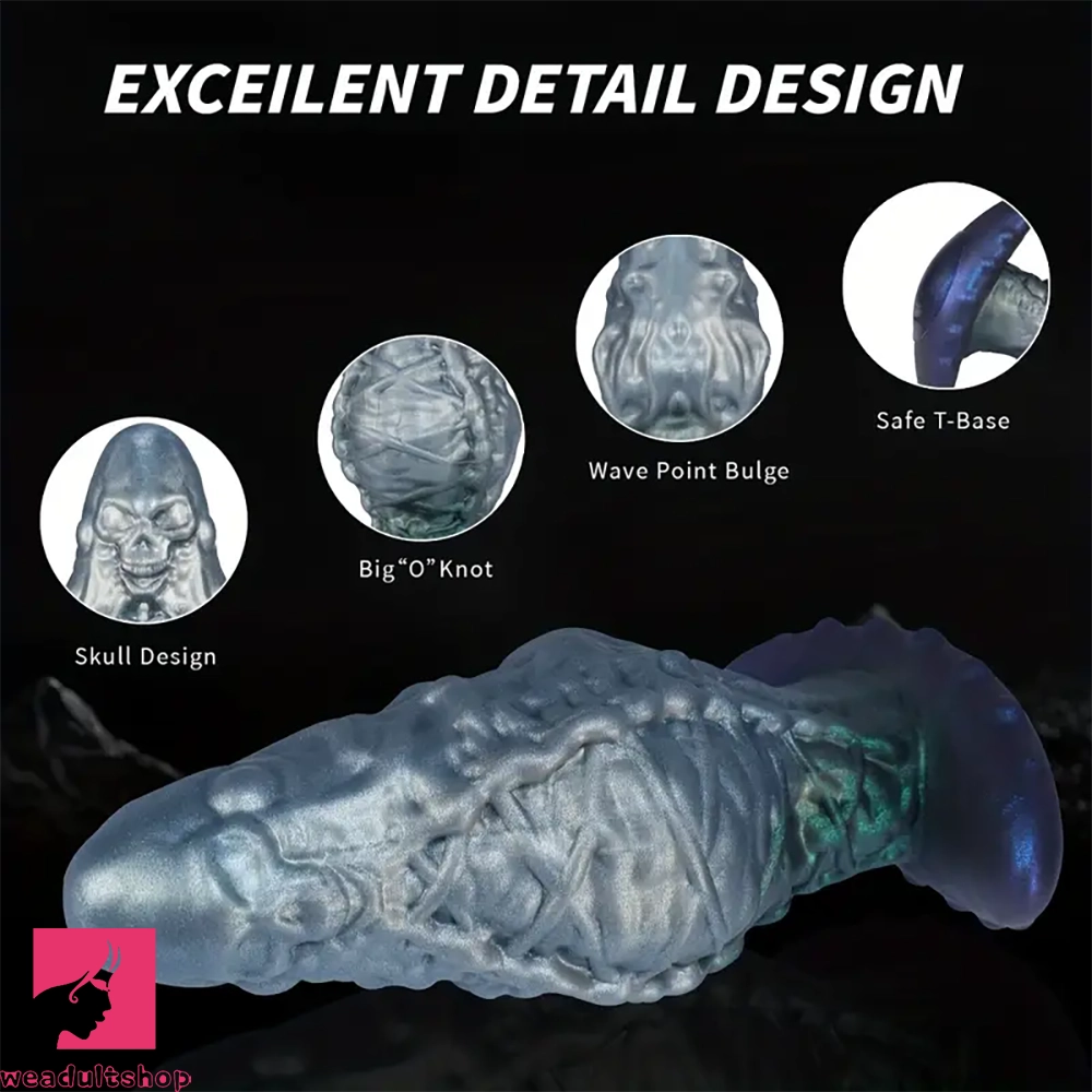 7.87in 9.25in Wearable Large Skull Anal Dildo Soft Silicone Clit Stretcher