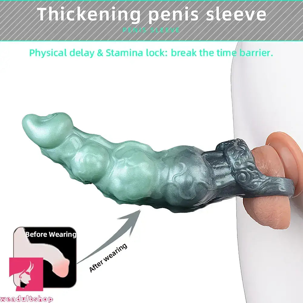 8.85in Platinum Liquid Silicone Penis Sleeve Dildo For Thickening Real Toy