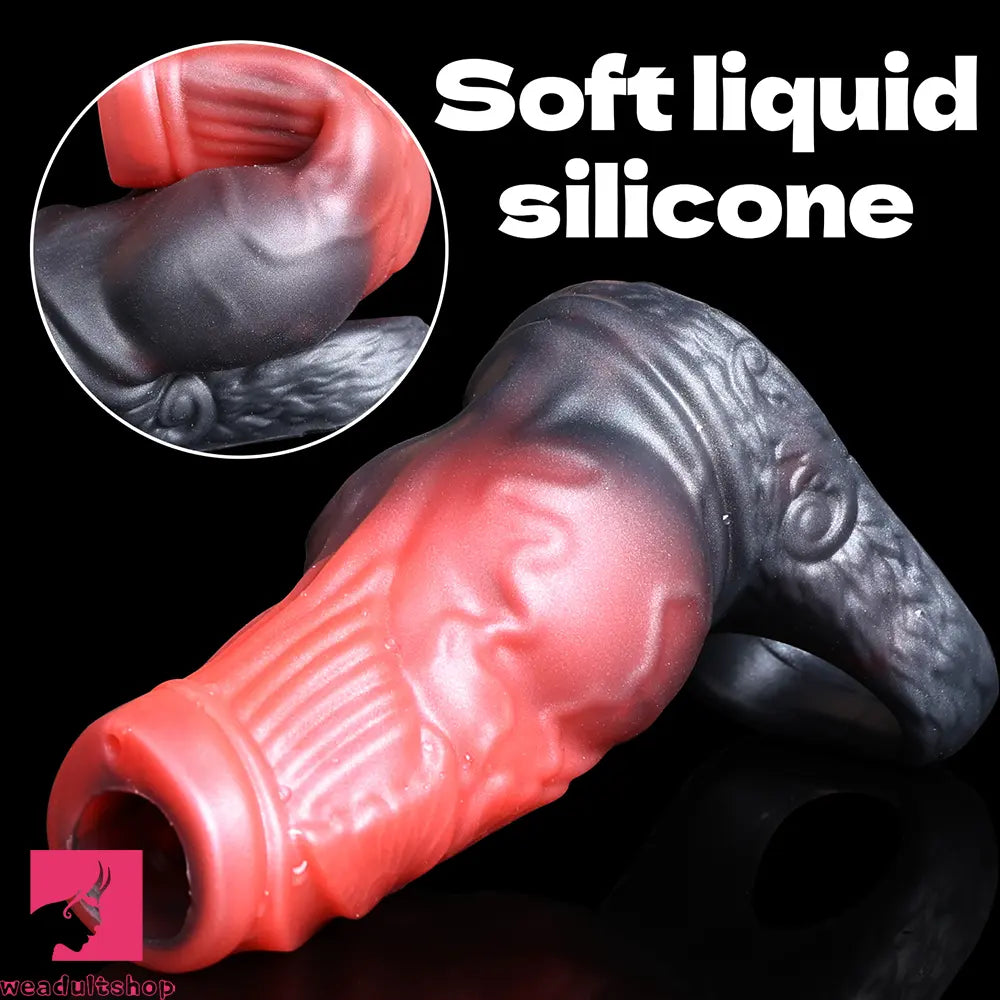 4.64in Water Spraying Squirting Monster Knot Dildo Sleeve Useful Penis Ring