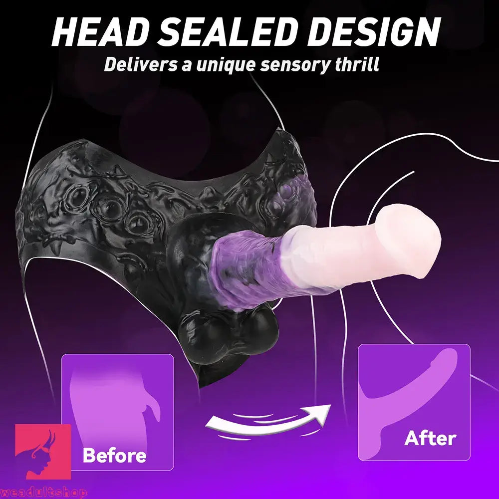 10.35in Silicone Strap-on Wearable Dildo Panty Horse Animal Hollow Cock Toy
