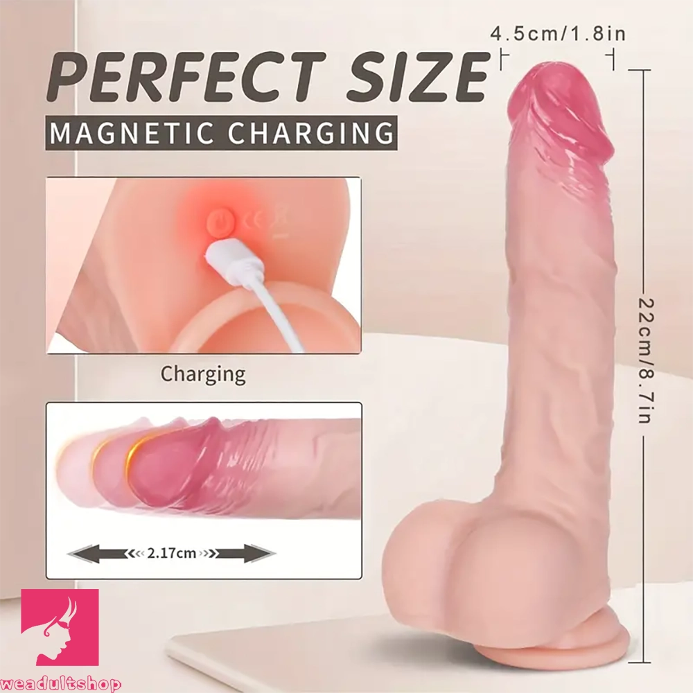 8.7in Automatic 10 Vibration Telescopic Modes Heated Remote Control Dildo