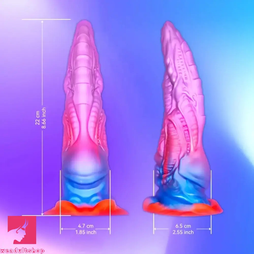 8.66in Colorful Silicone Fantasy Soft Cock Dildo With Powerful Suction Cup