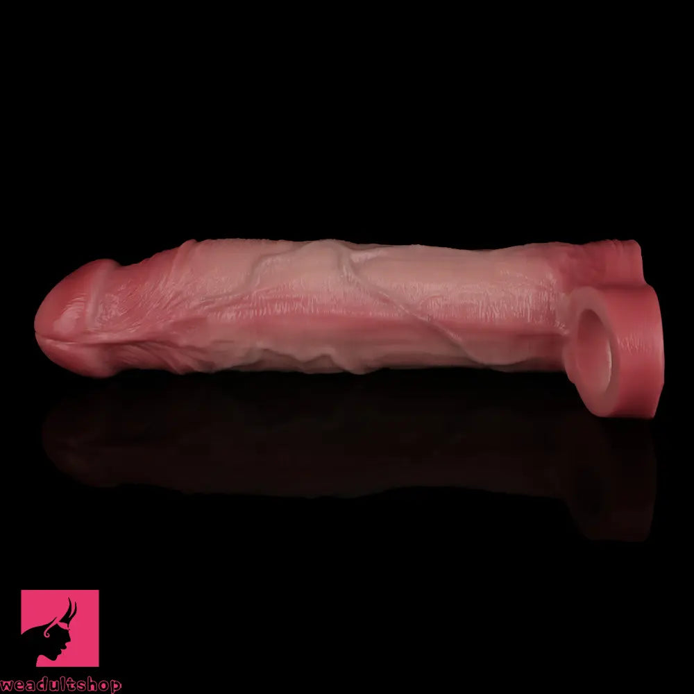 8.11in Realistic Penis Silicone Soft Dildo Cock Sleeve Vibrating Remote Extender