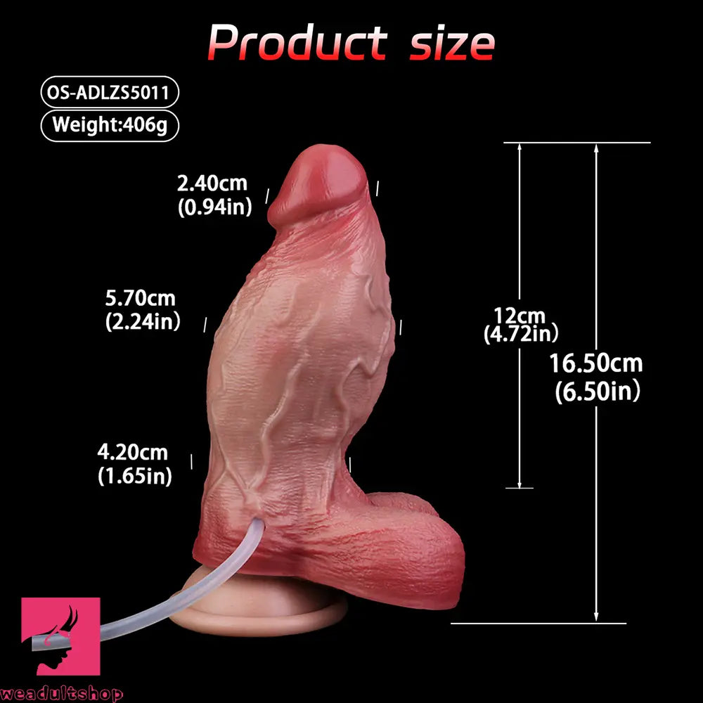 6.5in Liquid Thick Cock Real Silicone Double Layer Realistic Cumming Dildo