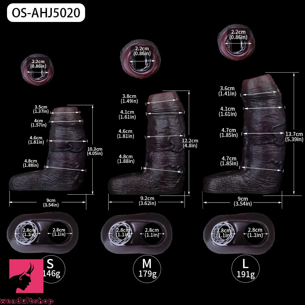 4.05in 4.8in 5.39in Platinum Silicone Penis Dildo Sleeve Male Wearable Toy