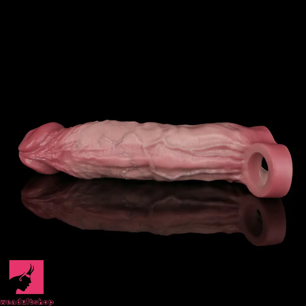 8.78in Realistic Penis Cock Dildo Sleeve Extender Vibrating Remote Sex Toy