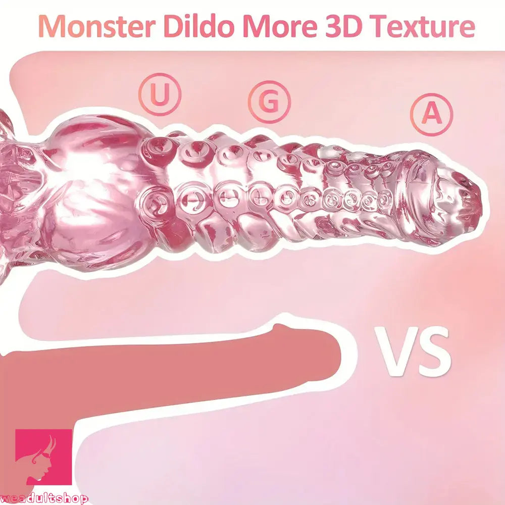 9.4in Transparent Phallic Dildo Sex Toy Tentacle Animal Knot Dildo