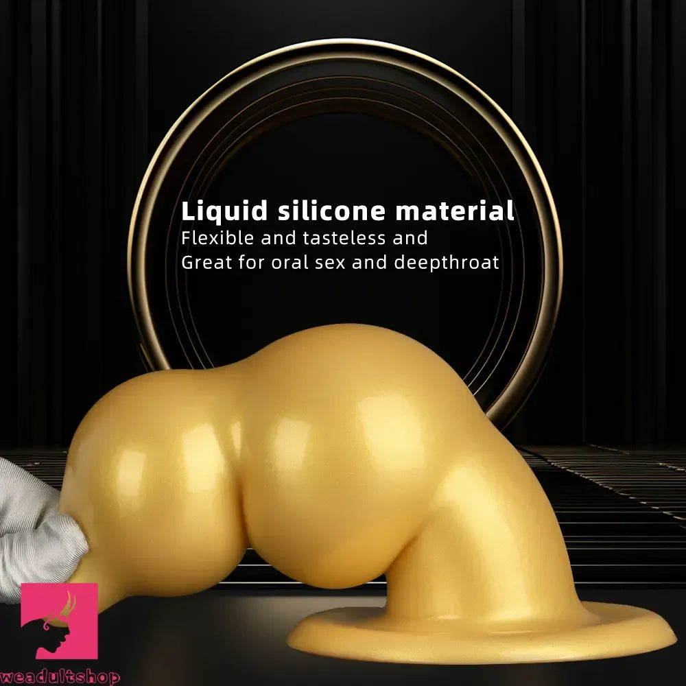5.11in 9.05in Golden Silicone Big Thick Butt Plug Dildo Cock Clit Stimulator