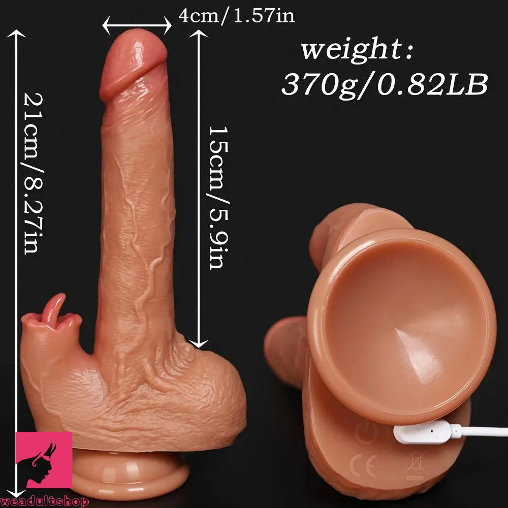 8.27in Electric Silicone Massager with Heat Vibrating Dildo For Hands-Free