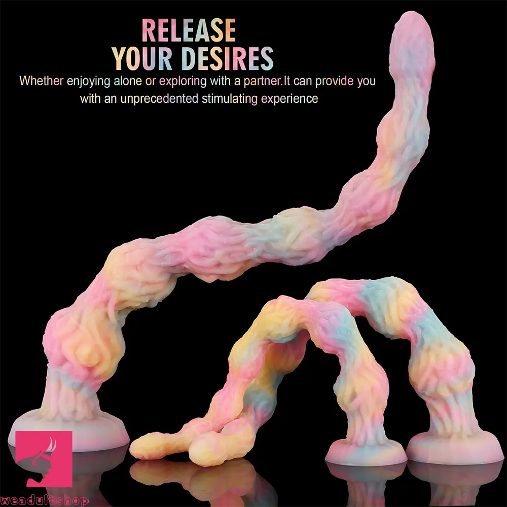 17.32in 21.25in 25.19in Luminous Pull Beads Silicone Dildo Butt Plug Rare Cock