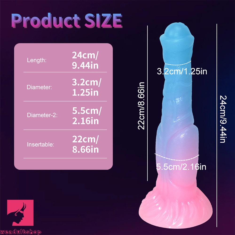 9.44in Horse Cock Luminous Big Silicone Soft Animal Dildo For Prostate