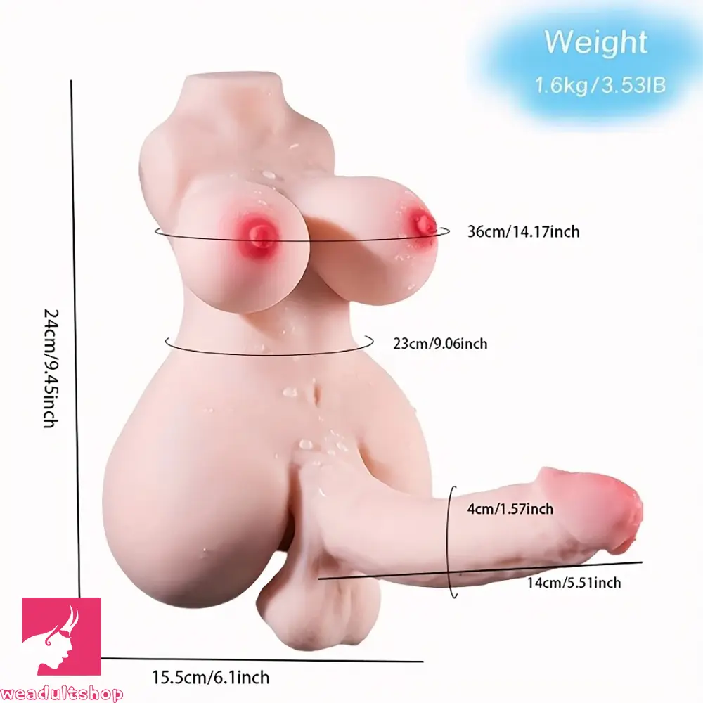 5.51in Body Realistic Dildo With Big Butt Tight Soft Shemale Sex Doll Torso