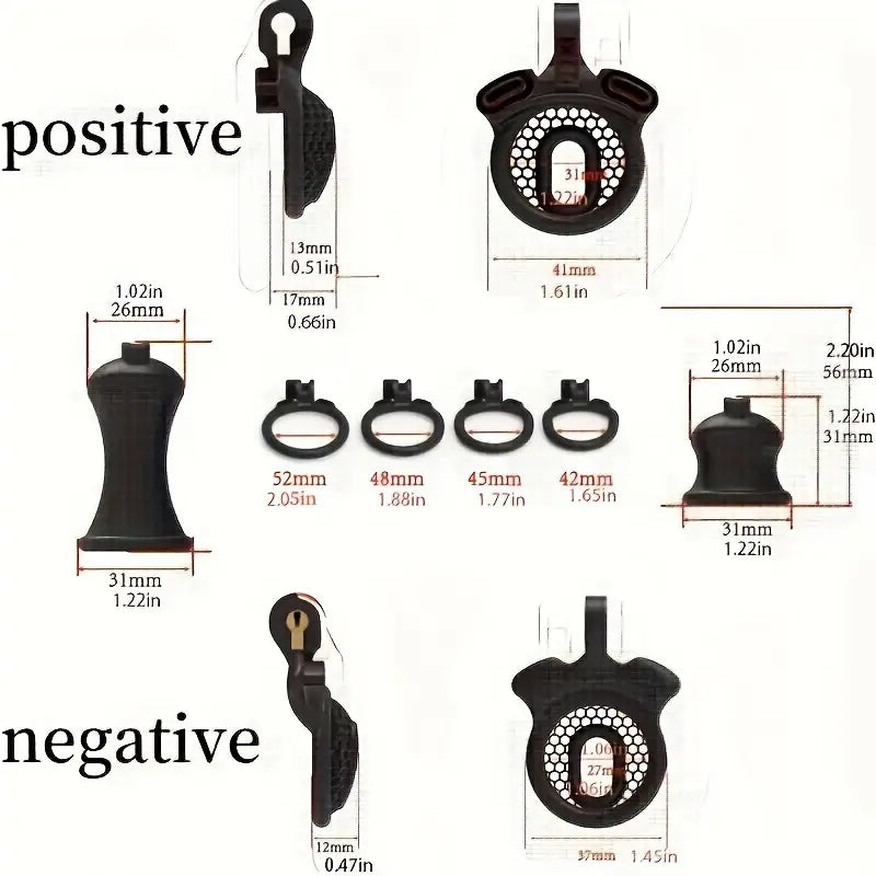 Plastic Chastity Cage For Men Positive Negative Poles S/L/Urine Columns
