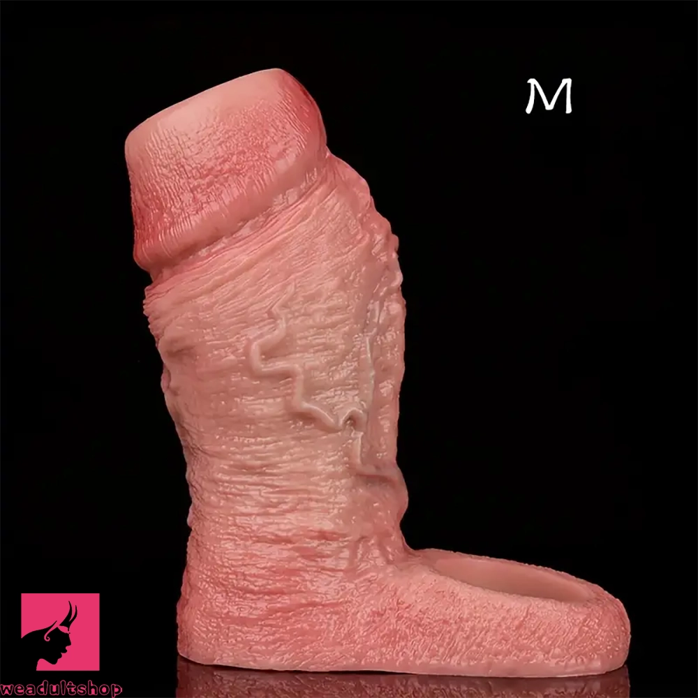 4.09in 4.64in 5.51in Realistic Silicone Sleeve Soft Flexible Cock Ring Dildo