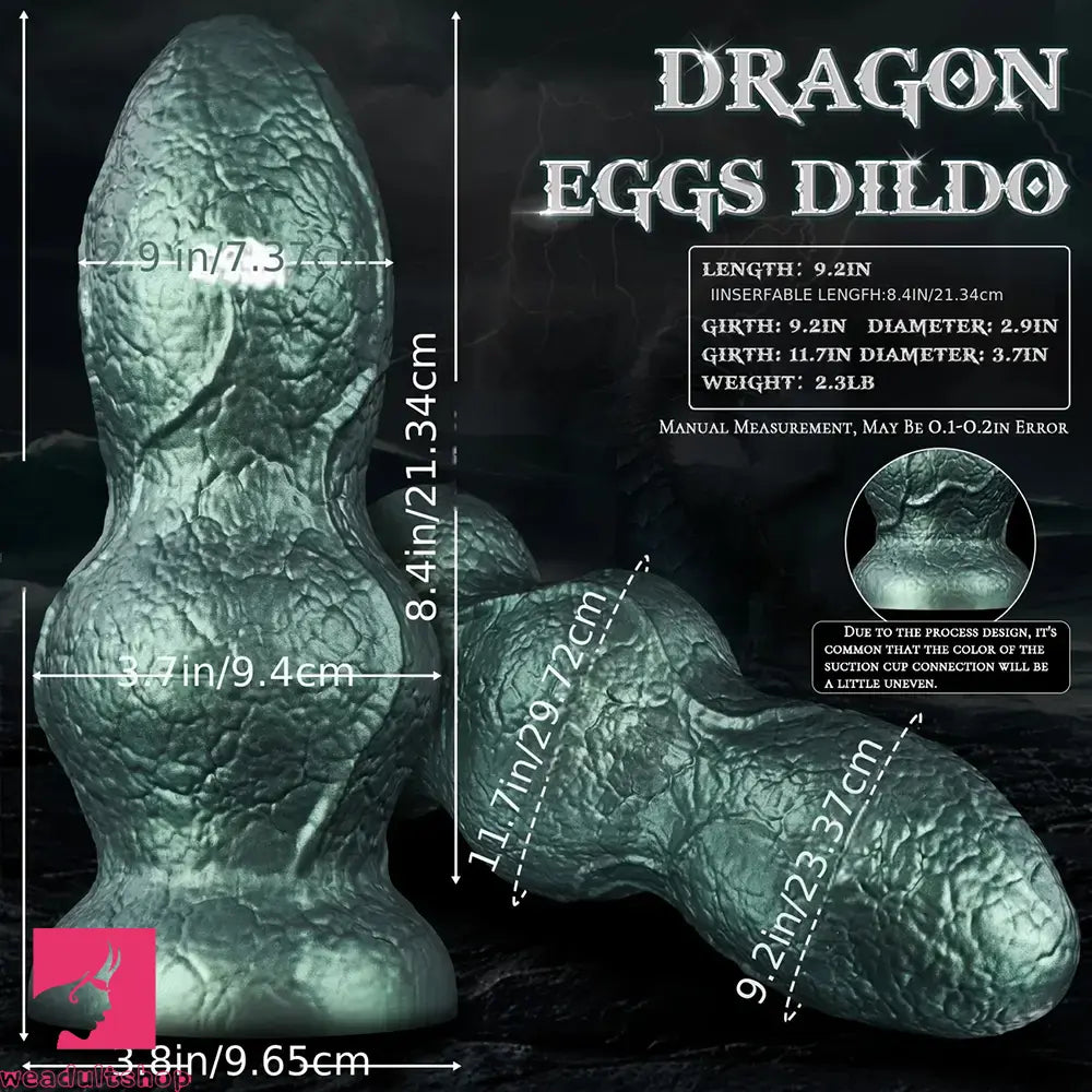 9.5in Monster Dragon Knot Silicone Soft Thick Dildo Large Butt Plug 2 Knots
