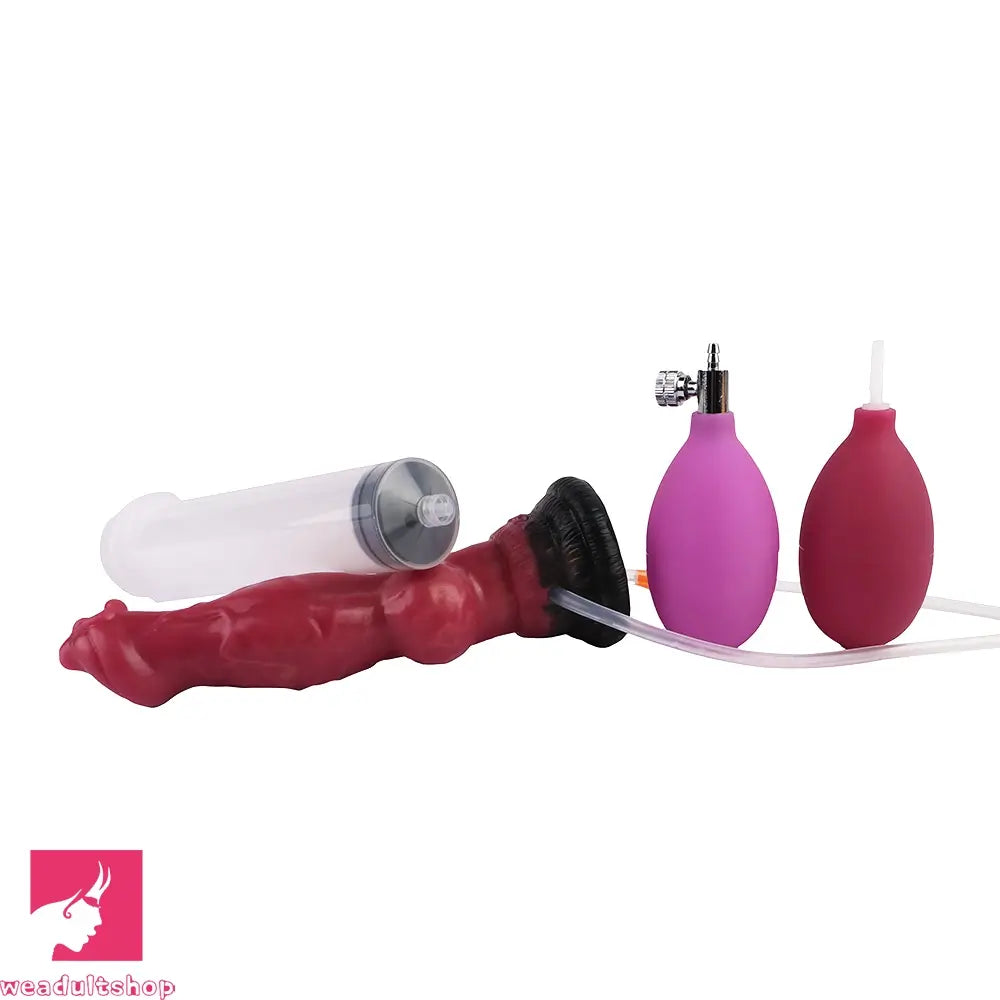 7.08in Wolf Silicone Soft Ejaculating Inflatable Knot Dildo For Adults Love