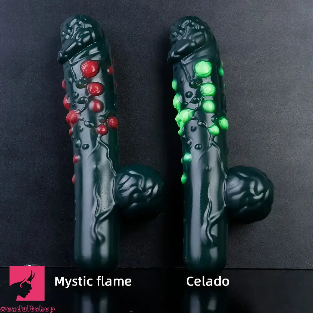 8.46in Liquid Silicone Soft Fantasy Spiked Handle Dildo Handy Masturbator