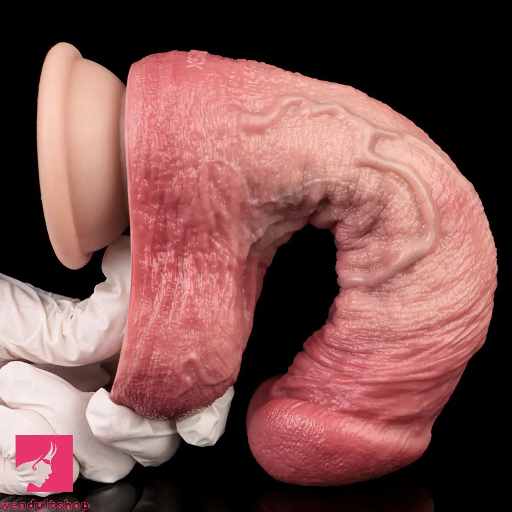 7.4in Double-layer Liquid Silicone Skin-like Soft Real Dildo For Solo Sex