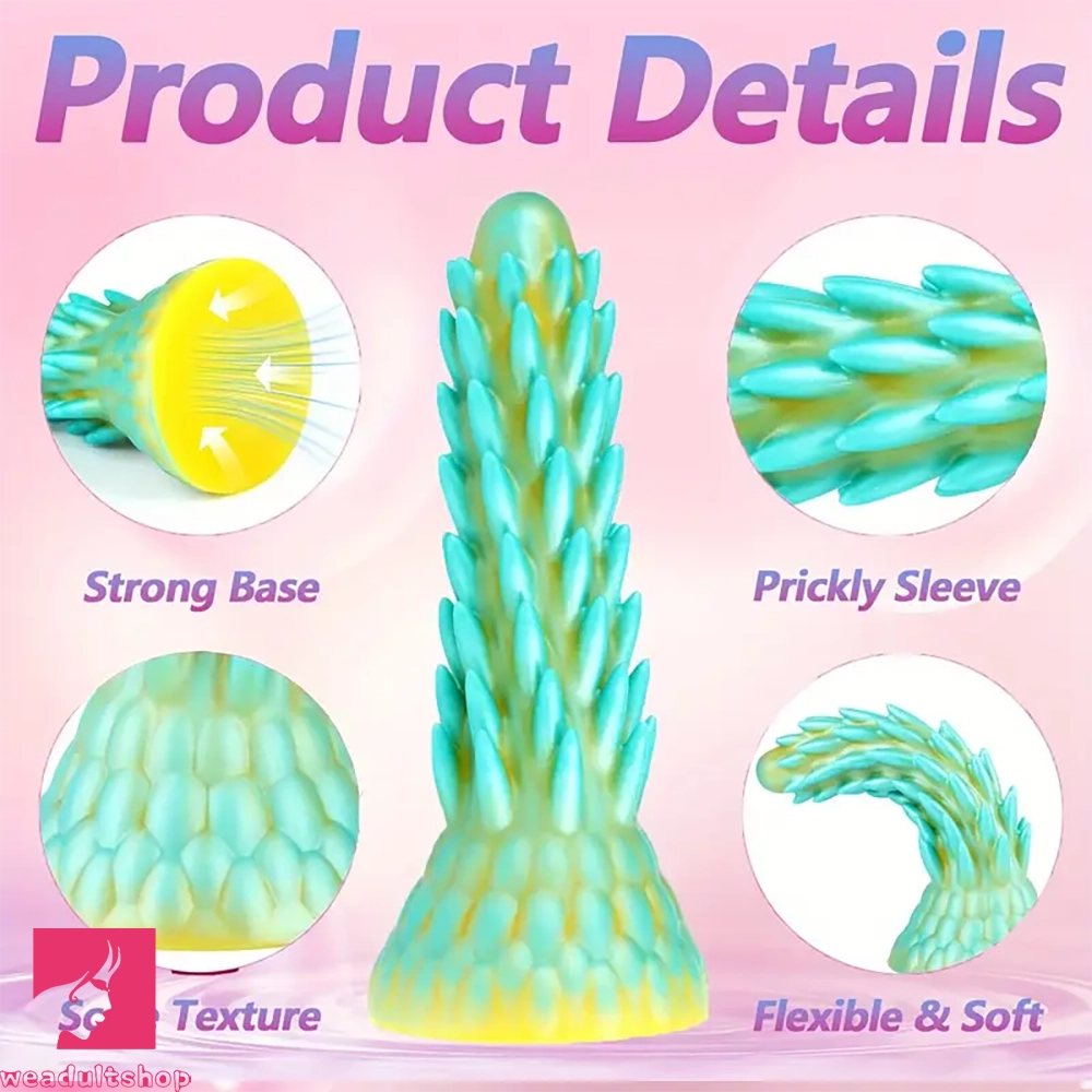 7.7in Dragon Design Spiked Silicone Dildo Monster Butt G Spot Massager