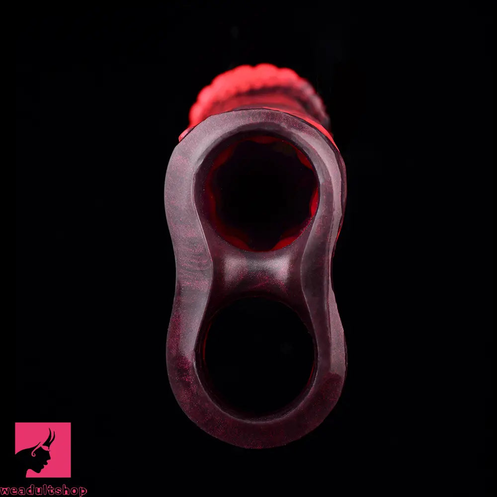 5.58in 7.17in Silicone Horse Penis Sleeve Cock Ring Hollow Vibrating Dildo
