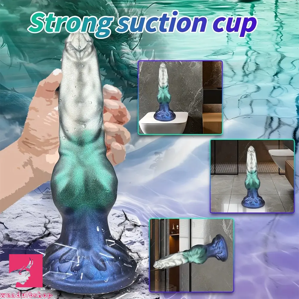 7.48in Special-shaped Silicone Metallic Dog Pendant Knot Dildo G Spot Toy