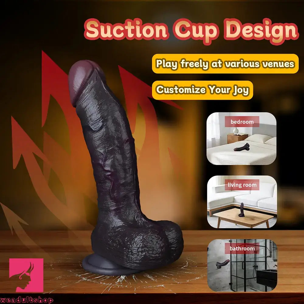 8.03in Dual Density Silicone Soft Real Dildo Lifelike Glans Veins & Testicles
