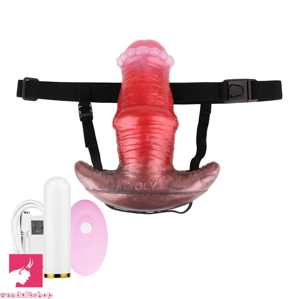 2.91in-8.85in Horse Cock Wearable Gag Fox Tail Vibrator Anchor Cock Dildo