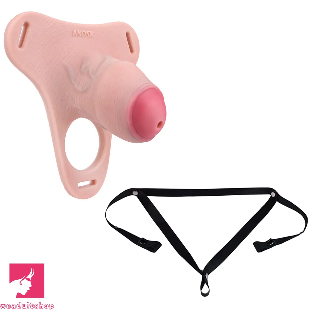 4.33in Strap on Chastity Dildo Wearable Realistic Cock Cage For Couples