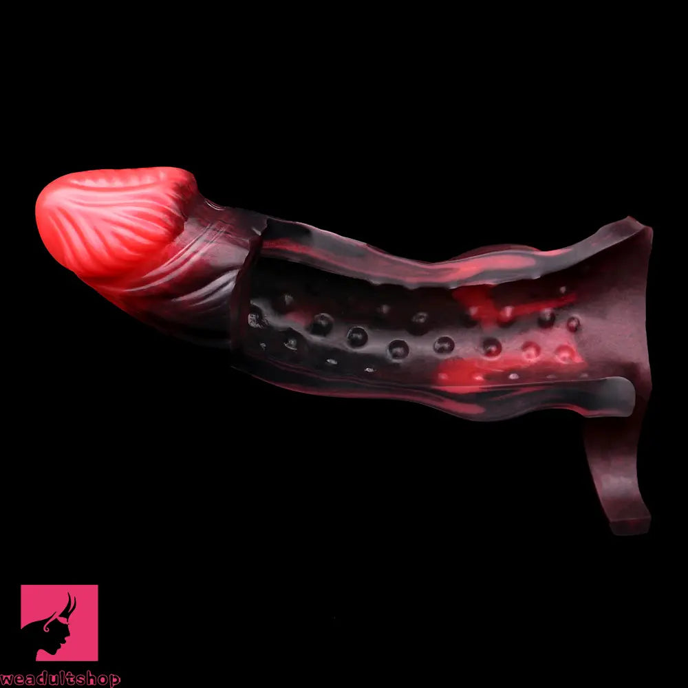 5.91in Silicone Vibrating Dog Tentacle Dildo Sleeve Knot Dildo With Cock Ring