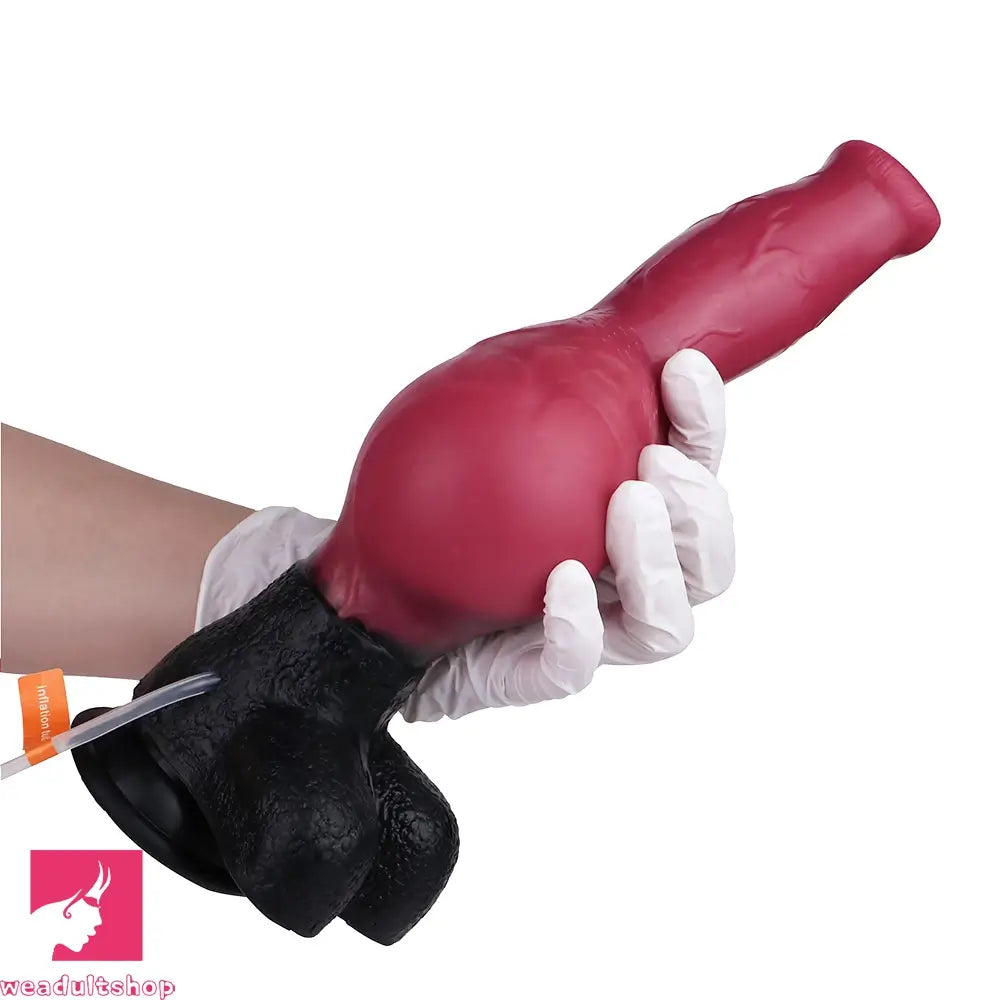 10.98in Dog Knot Ejaculating Inflatable Soft Silicone Dildo For Cock Sex