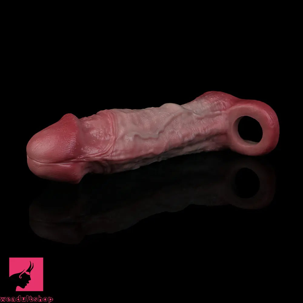 8.82in Blue Veins Hollow Dildo Cock Sleeve With Cock Ring For Vagina Clit