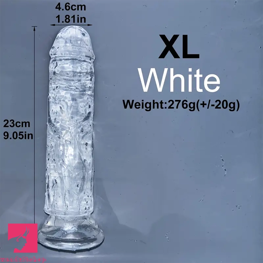 6.1in 6.7in 7.48in 8.26in 9.05in Soft Realistic Jelly Transparent Prostate Dildo